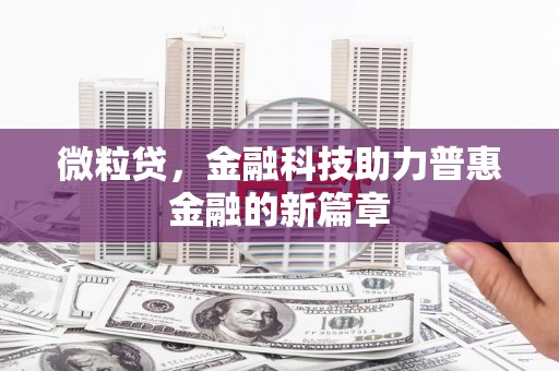 中方微粒贷，金融科技助力普惠金融的新篇章