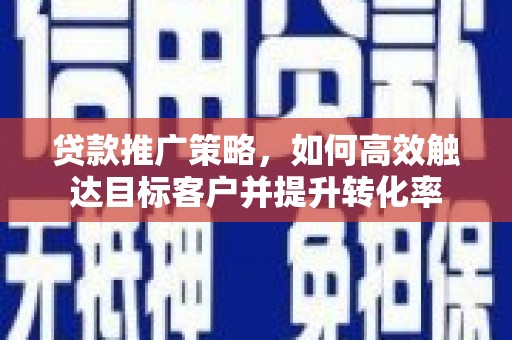 界首贷款推广策略，如何高效触达目标客户并提升转化率