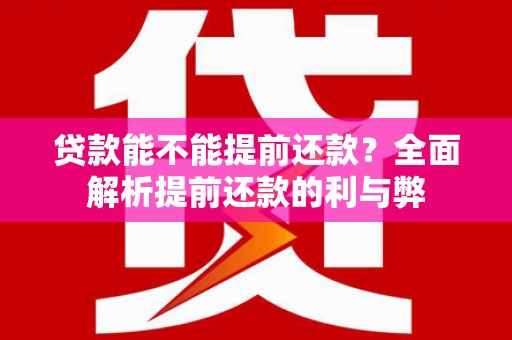 泸西贷款能不能提前还款？全面解析提前还款的利与弊